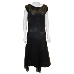 Vintage Saks Fifth Avenue Black and Blue Sequined Cocktail Dress size M